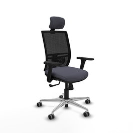 PIQUERAS Y CRESPO Silla de oficina Yunquera con mecanismo Sincro, Gris oscuro y Negro