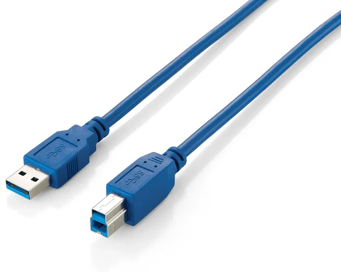 Equip 128291 Cable USB 3.2 Gen 1 USB A a USB B Macho/Macho 1 m, Azul, 5 Gbps, Blindado, para Impresora/Escáner