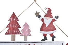 DKD Home Decor Decoración Colgante Navidad Tradicional Rojo Natural Blanco Rosa MDF 0.5 x 21.5 x 33 cm (12 Unidades)