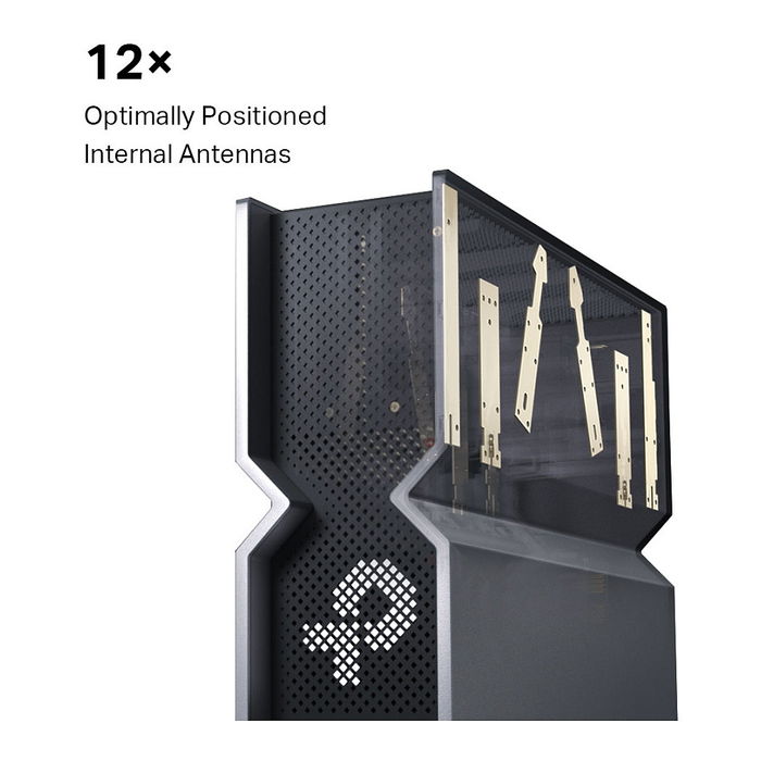 TP-Link Archer BE900 Quad-Band Wi-Fi 7 Router 24 Gbps 802.11be, 12 Antenas, Ethernet Multi-Gigabit, USB 3.2, Negro Gris, Escritorio