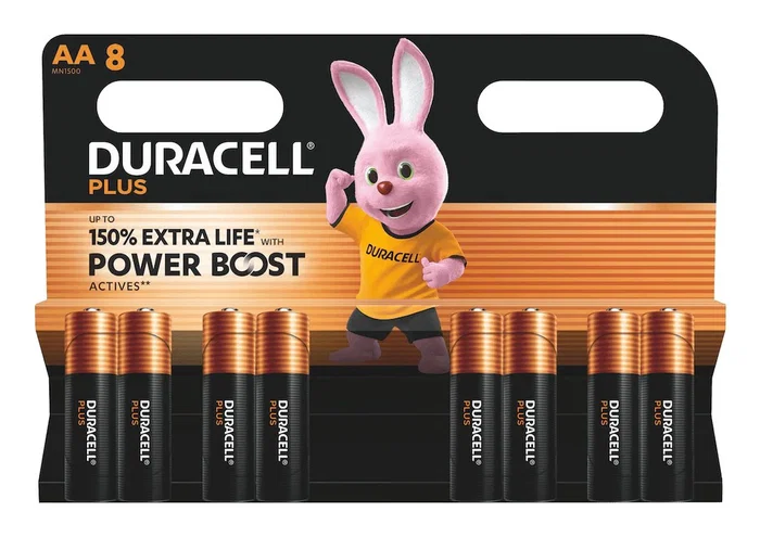 Duracell Pack de 8 Pilas AA Alcalinas 1.5V Plus Power Boost Dpblr6b8, Batería de un solo uso