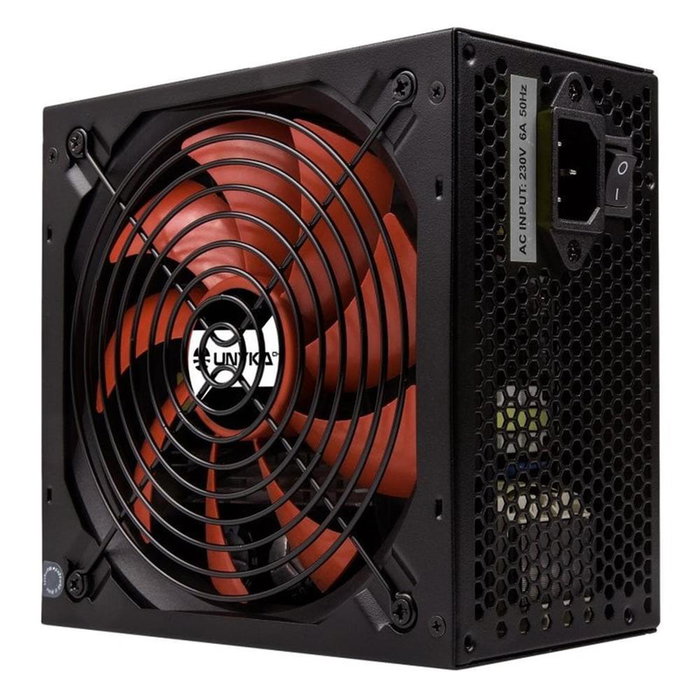 UNYKA Fuente de Alimentación Gaming ATX 550W UK210551 - ATX 2.31, PPFC, Ventilador 140mm Negro y Rojo
