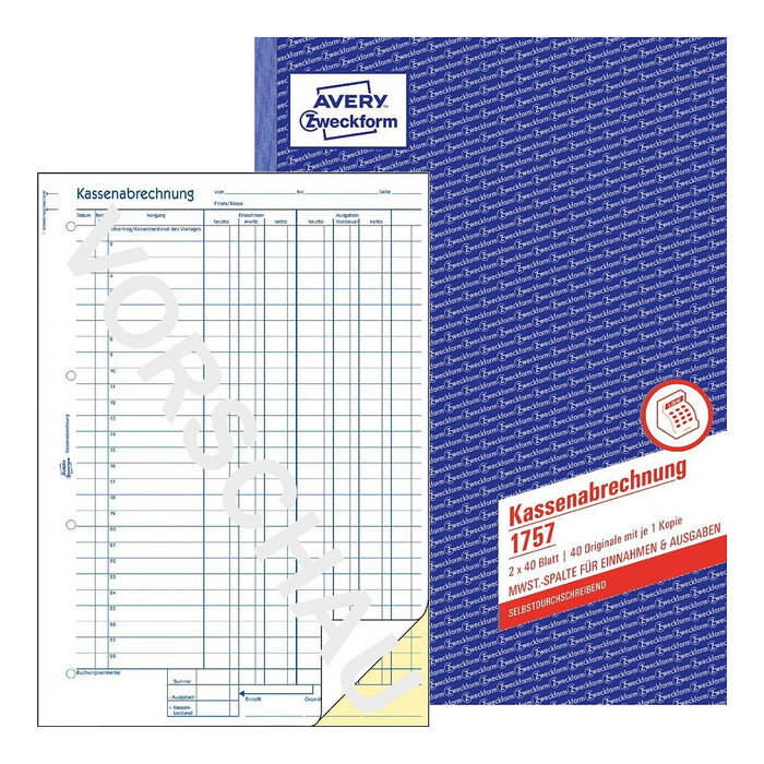 AVERY Zweckform Libro de caja y formulario contable 1757 A4