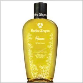 RADHE SHYAM Champu Henna Cabello Graso 250Ml con Extractos Naturales de Bardana y Nuez Verde