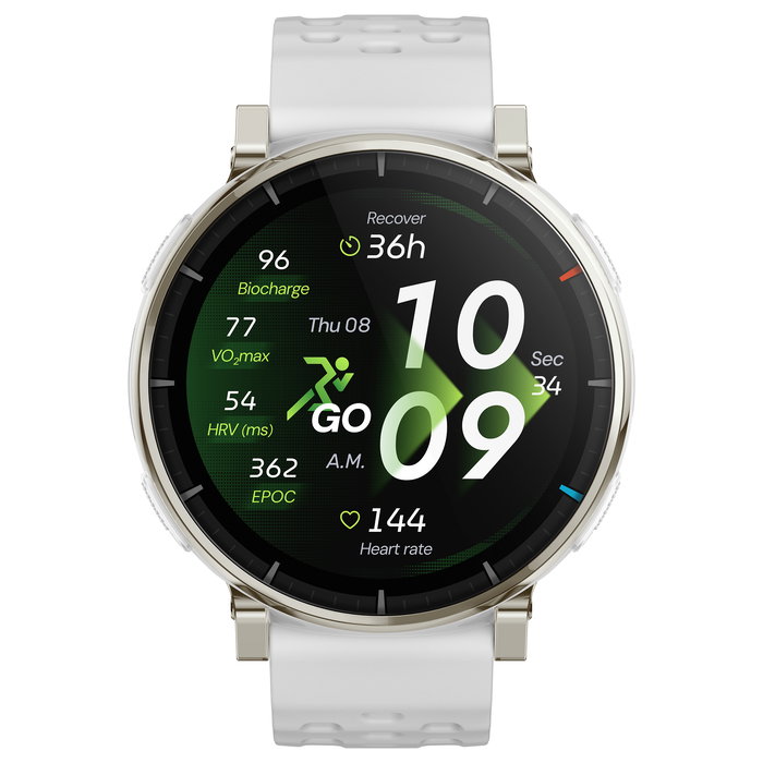 Amazfit Amazfit Active 3 Premium White Smartwatch HYROX-Modus, Reloj Inteligente con Pantalla AMOLED de 3,35 cm, GPS, NFC, Batería de 365 mAh, 38 g, Color Blanco y Oro