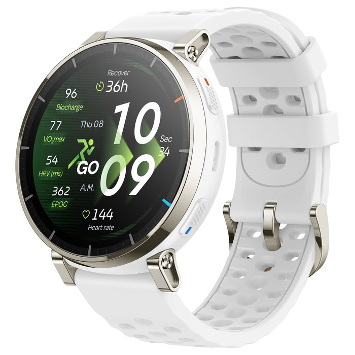 Amazfit Amazfit Active 3 Premium White Smartwatch HYROX-Modus, Reloj Inteligente con Pantalla AMOLED de 3,35 cm, GPS, NFC, Batería de 365 mAh, 38 g, Color Blanco y Oro