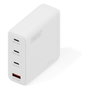 Digitus Cargador GaN USB 140W, Carga Rapida, 3 Puertos USB-C y 1 USB-A, Blanco, Compatibilidad Universal, Interruptor de Proteccion
