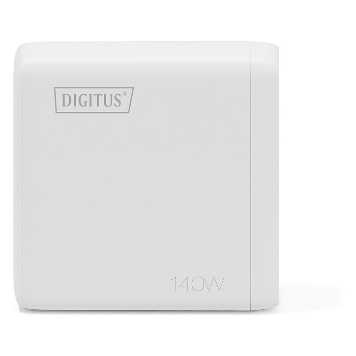 Digitus Cargador GaN USB 140W, Carga Rapida, 3 Puertos USB-C y 1 USB-A, Blanco, Compatibilidad Universal, Interruptor de Proteccion