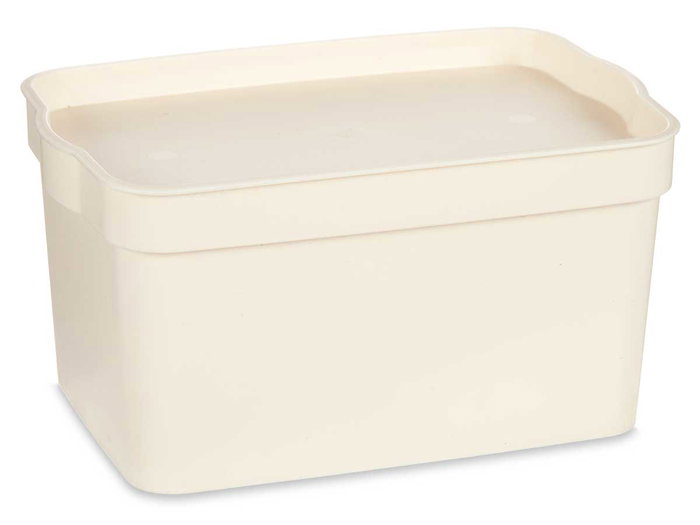 Kipit Caja Plástico con Tapa 2,3 L Crema 13.5x11x20 cm (Set de 24)