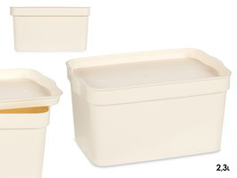 Kipit Caja Plástico con Tapa 2,3 L Crema 13.5x11x20 cm (Set de 24)