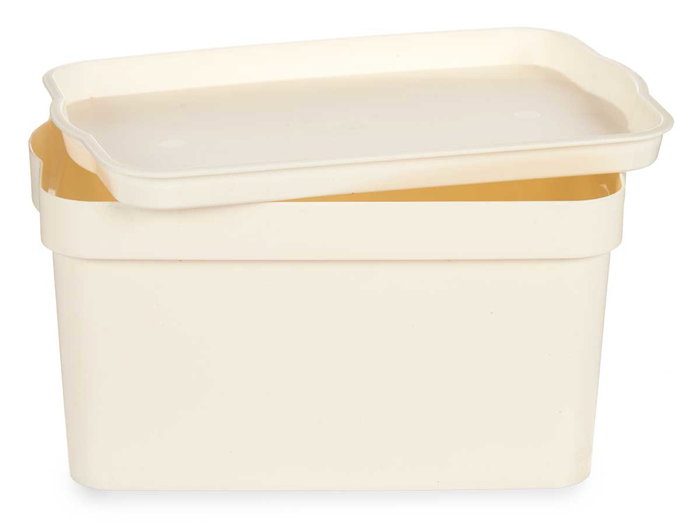 Kipit Caja Plástico con Tapa 2,3 L Crema 13.5x11x20 cm (Set de 24)