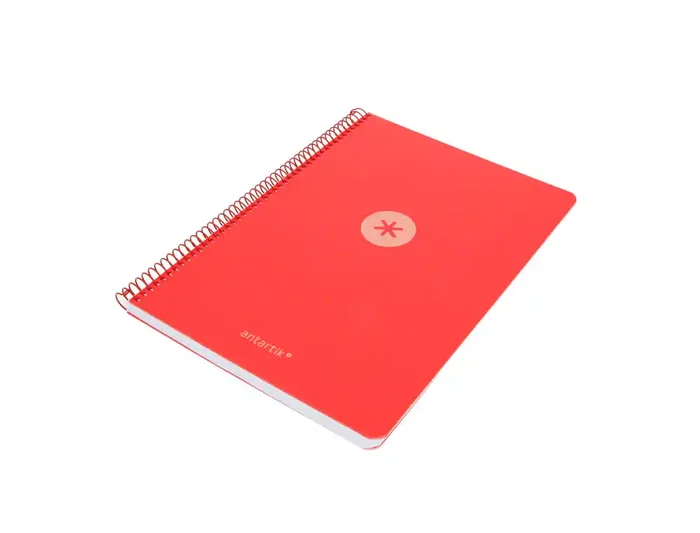 Antartik Cuaderno Espiral A4 Tapa Foam 80 Hojas 90g Cuadrícula 4mm con Margen - Color Rojo
