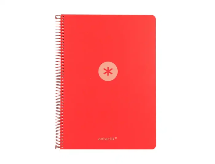 Antartik Cuaderno Espiral A4 Tapa Foam 80 Hojas 90g Cuadrícula 4mm con Margen - Color Rojo