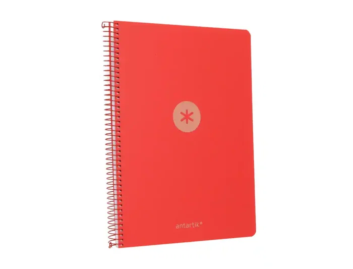 Antartik Cuaderno Espiral A4 Tapa Foam 80 Hojas 90g Cuadrícula 4mm con Margen - Color Rojo