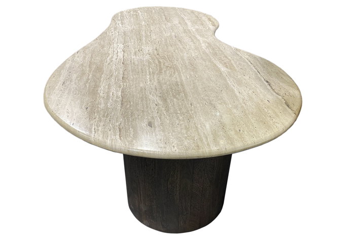 DKD Home Decor Mesa de Comedor Mango y Mármol 120x120x78 Beige DKD Home Decor Mesa de Comedor Mango y Mármol 120x120x78 Beige