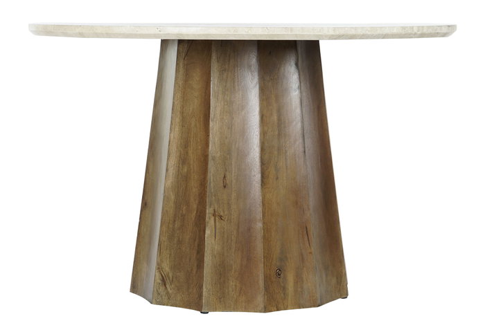 DKD Home Decor Mesa de Comedor Mango y Mármol 120x120x78 Beige DKD Home Decor Mesa de Comedor Mango y Mármol 120x120x78 Beige