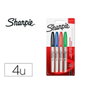 Sharpie Rotuladores Permanentes Fine, Punta Fina, 4 Unidades Colores Surtidos