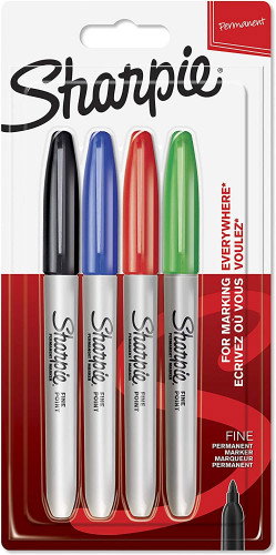 Sharpie Rotuladores Permanentes Fine, Punta Fina, 4 Unidades Colores Surtidos Sharpie Rotuladores Permanentes Fine, Punta Fina, 4 Unidades Colores Surtidos