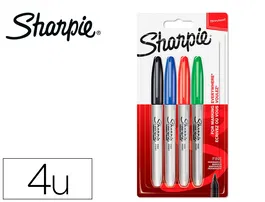Sharpie Rotulador Permanente Fino Blister 4 Unidades Colores Estándar Surtidos