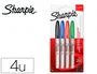 Sharpie Rotuladores Permanentes Fine, Punta Fina, 4 Unidades Colores Surtidos