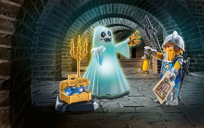 PLAYMOBIL Starter Pack Fantasma y Caballero Novelmore 71797 - Set de Construcción con Figuras, Fantasma LED y Accesorios para Niños +4 Años