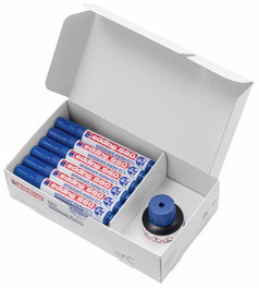 Marcador Pizarra Edding 660 Conico Azul Caja Promocional De 20 (Regalo Bote Tinta Para Rotulador De Pizarra Btk25 25Ml. Azul)