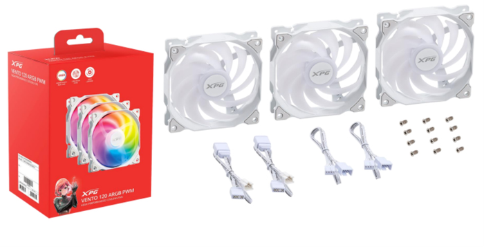 XPG VENTO 120 ARGB PWM Carcasa del ordenador Ventilador 12 cm Blanco (3 Piezas)