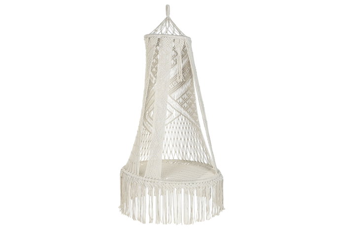 DKD Home Decor Silla Colgante de Algodón en Crudo con Macramé