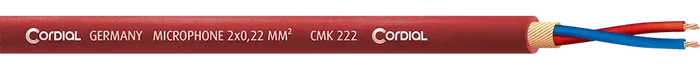 CORDIAL Bobina de Cable de Micrófono 2 x 0,22 mm2, 100 m, Rojo, 2 Núcleos, AWG 24, para Conector XLR, Cable Audio Profesional