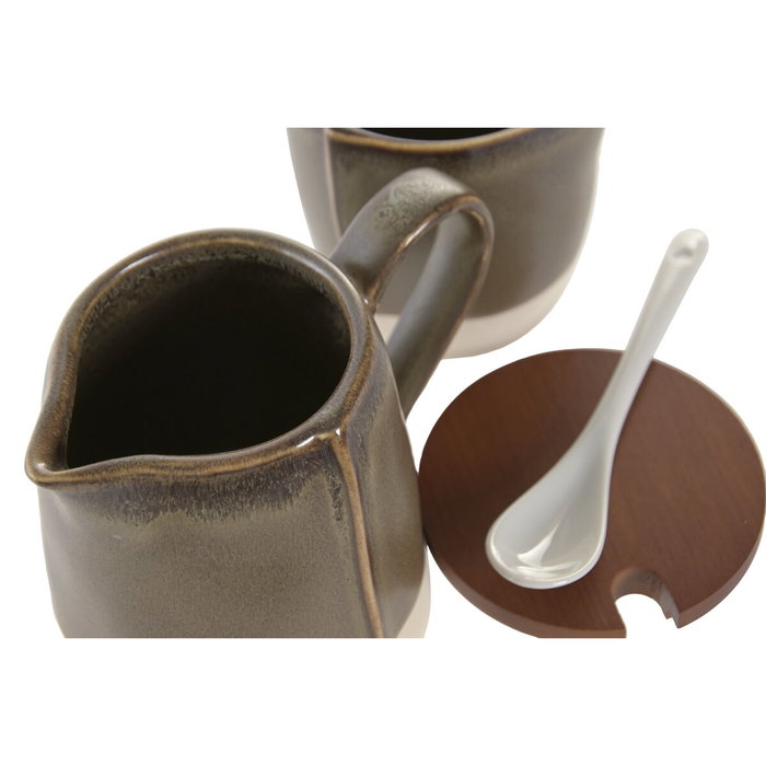 DKD Home Decor Set de Azucarero y Lechera Liangfeng 26 Verde DKD Home Decor Set de Azucarero y Lechera Liangfeng 26 Verde