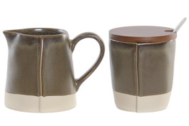 DKD Home Decor Set de Azucarero y Lechera Liangfeng 26 Verde