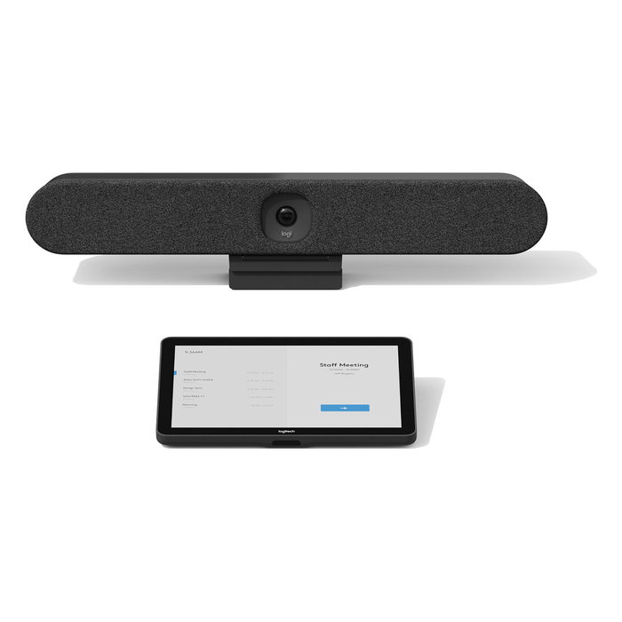 Logitech Rally Bar Huddle Kit de Videoconferencia 4K Ultra HD con Pantalla Táctil IPS de 10.1" para Salas Pequeñas, Color Grafito