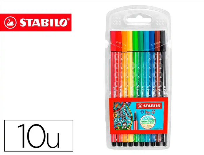 Stabilo Pen 68 Estuche de 10 Unidades Colores Surtidos Stabilo Pen 68 Estuche de 10 Unidades Colores Surtidos