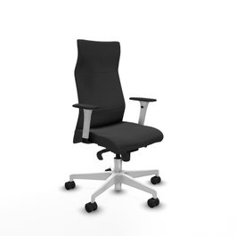 PIQUERAS Y CRESPO Sillón Albacete con Mecanismo Sincro, Similpiel Gris Oscuro y Base Blanca