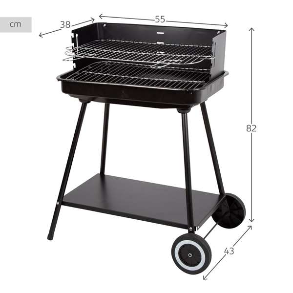 Barbacoa de carbón 55x43x82 cm con ruedas