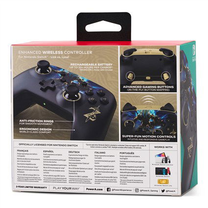 Power A Mando Inalámbrico Nintendo Switch NSGP0028-01, Diseño Link vs. Lynel, Licencia Oficial, Color Negro