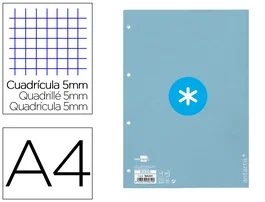 Antartik Recambio A4 80 hojas Cuadro 5mm Celeste