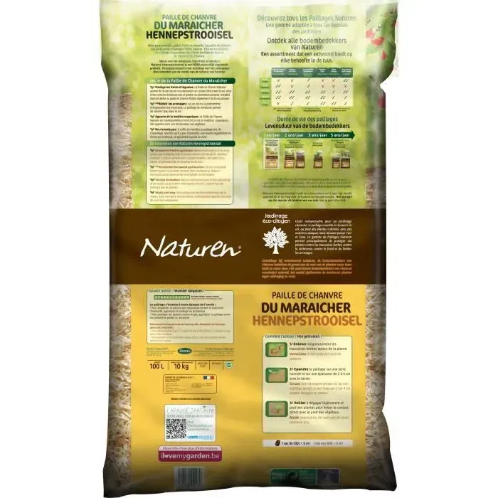 Naturen Pañuelo de Cáñamo para Jardinería Mulching 100L - Protección y Enriquecimiento del Suelo Natural