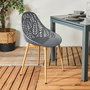 Home Deco Factory Silla Exterior Gris Lucena, Asiento Plástico PP, Patas Hierro, 110 kg Máx, 52.3x53.3x83.4 cm