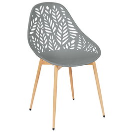Home Deco Factory Silla Exterior Gris Lucena, Asiento Plástico PP, Patas Hierro, 110 kg Máx, 52.3x53.3x83.4 cm