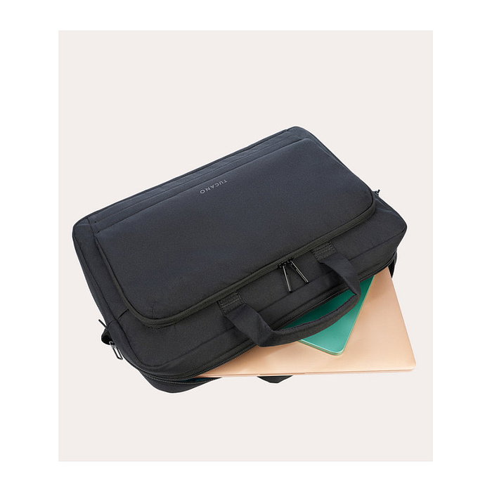 Tucano Star Bandolera para Portátil 15,6" y MacBook Pro 16" - Negro, Resistente a Golpes y Salpicaduras, Compartimento para Tableta
