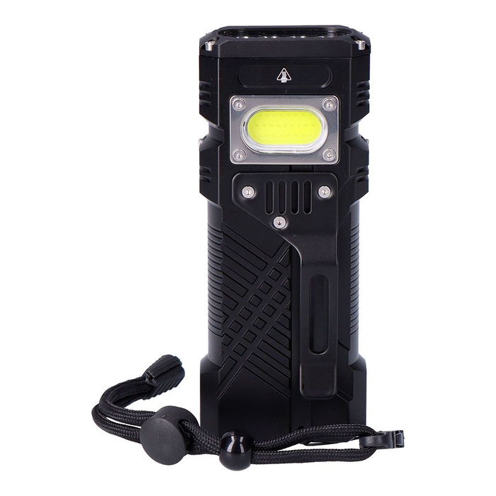 Edm Linterna LED Largo Alcance 10000 Lumen, IP44, USB-C, 2x4000mAh, Power Bank, Rosca Trípode, Clip y Correa