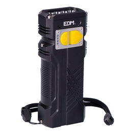 Edm Linterna LED Largo Alcance 10000 Lumen, IP44, USB-C, 2x4000mAh, Power Bank, Rosca Trípode, Clip y Correa