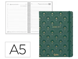 Liderpapel Agenda Oficina 2027 Boho Día Página A5 Verde