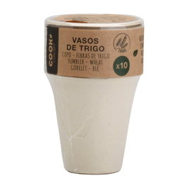 Cook Concept Juego De 10 Vasos Trigo 200 Ml Biodegradables