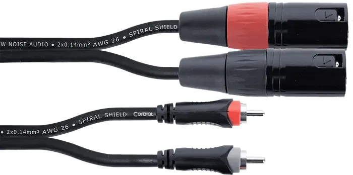 Cordial Cable de Audio XLR/RCA Macho Dual de 1.5 Metros Cordial Cable de Audio XLR/RCA Macho Dual de 1.5 Metros
