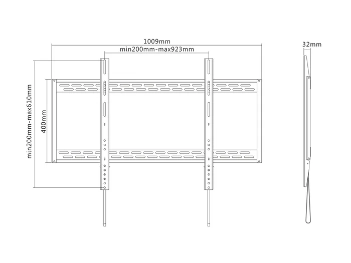 Equip Soporte TV de Pared Negro para Pantallas Curvas y Planas 100" (254 cm) - VESA 900x600, Máximo 100kg, Modelo 650323