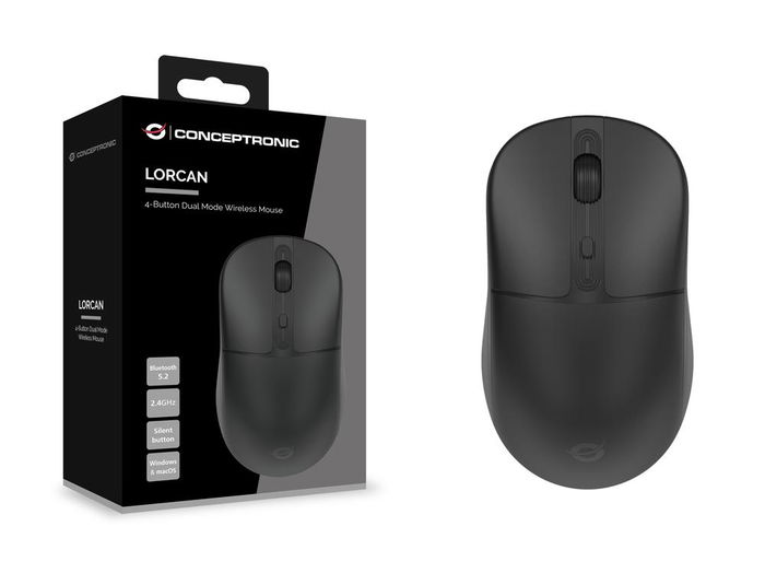 Conceptronic Ratón Inalámbrico Lorcan04b Negro 2.4 GHz Bluetooth Óptico 1600 Dpi