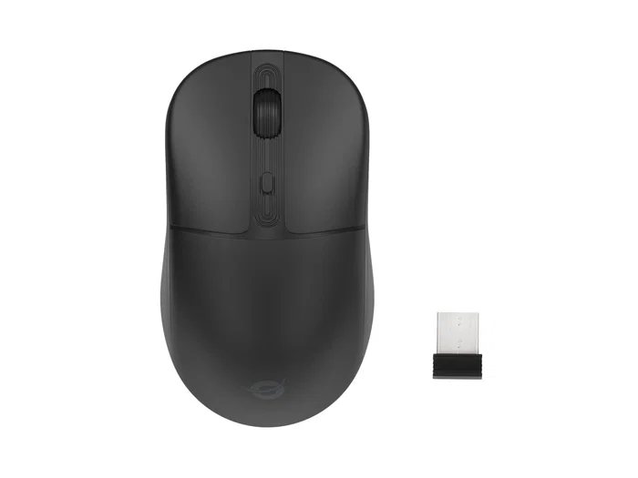 Conceptronic LORCAN04B Ratón Óptico Inalámbrico RF + Bluetooth Ambidiestro para Oficina, 4 Botones, 1600 DPI, Clic Silencioso, Negro
