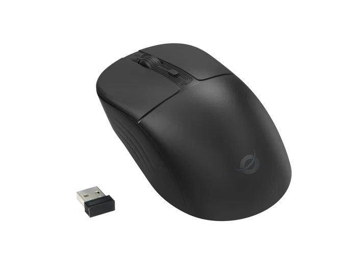 Conceptronic LORCAN04B Ratón Óptico Inalámbrico RF + Bluetooth Ambidiestro para Oficina, 4 Botones, 1600 DPI, Clic Silencioso, Negro